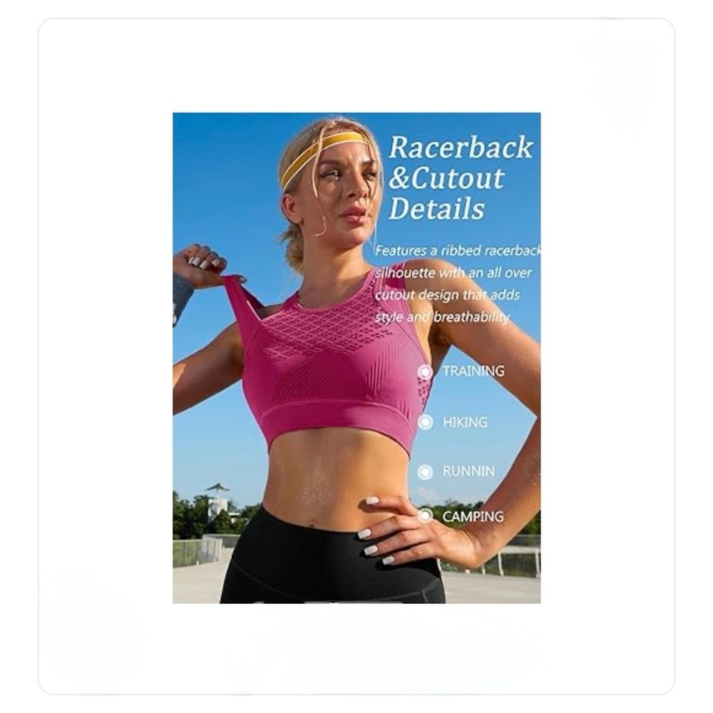 Amazon Women's High Impact Sports Top - Racerback, Breathable - New size M - Picture 4 of 6